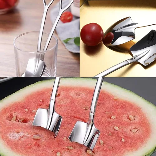 Vista 7 de 4 cucharas de acero inoxidable con forma de pala para café, té, azúcar, cuchara para revolver, pastel de postre, comida para gatos y perros