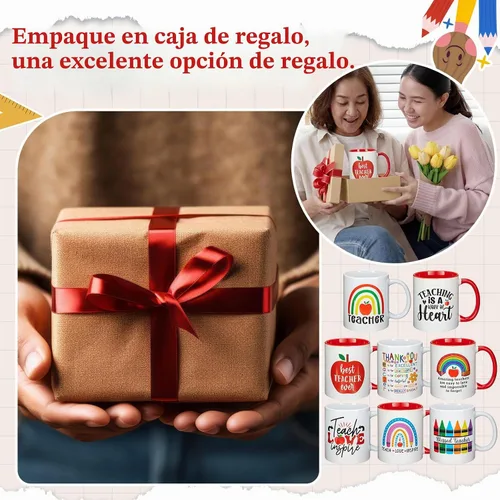 Vista 7 de Maxdot 8 tazas de café de cerámica para profesores, mango de 12 onzas