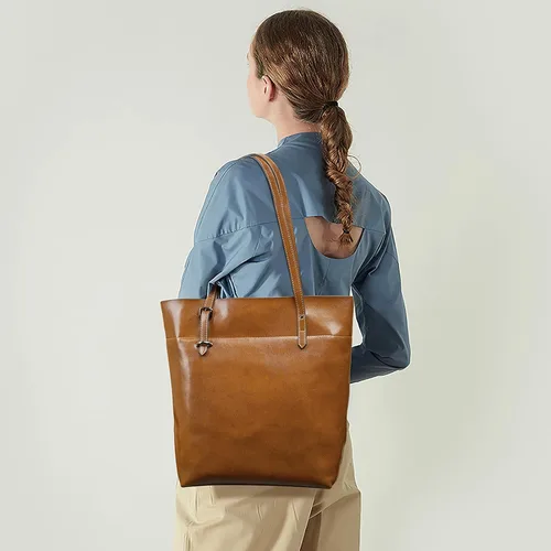 Vista 2 de S-ZONE - Bolso bandolera de cuero auténtico, estilo vintage, gran capacidad, 2.0