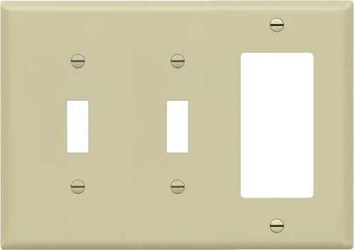 Vista 9 de ENERLITES - Placa de pared combinada para interruptor de triple palanca, 2 interruptores de palanca/1 interruptor decorativo, tamaño estándar 3