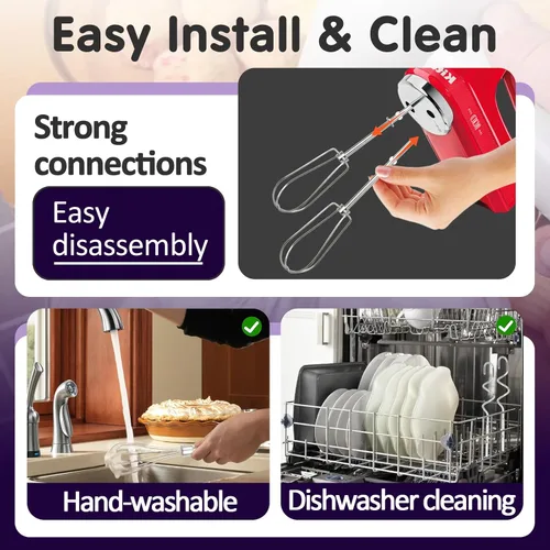 Vista 6 de 5 accesorios para batidora de mano Kitchenaid, batidores profesionales de repuesto, batidores de batidor y masa, batidores de repuesto para batidora