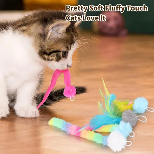 Vista 5 de Kezlume Paquete de 5 juguetes para gatos reemplazables para juguetes interactivos para gatos con control remoto, juguetes de plumas para gatos