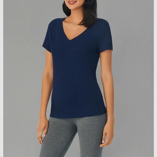 Vista 6 de Nautica Camiseta de dormir para mujer, ligera, transpirable, de punto de algodón, cuello en V, ropa de dormir y ropa de descanso