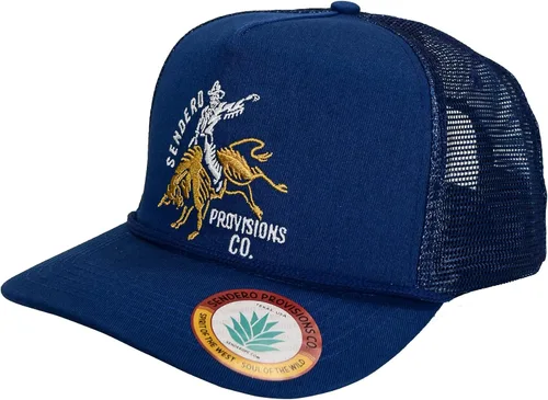 Vista 5 de Sendero Provisions Co. Ride or Die Logo Bordado Malla Snapback Sombrero Azul, Azul