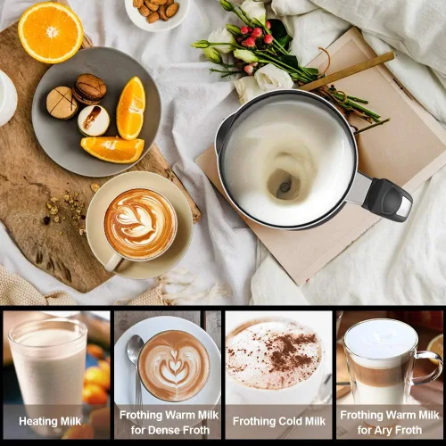 Vista 5 de Espumador de leche, espumador automático de leche con funcionalidad fría y caliente, vaporizador de leche eléctrico y calentador para latte