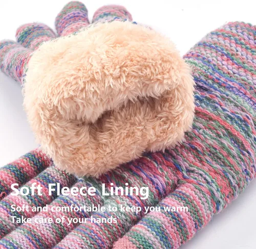 Vista 16 de Guantes de invierno cálidos para pantalla táctil para mujer, guantes térmicos de punto de lana con forro polar para clima frío