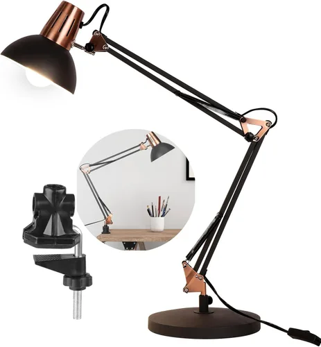 Vista 7 de Lámpara de pie LED FIRVRE, lámpara de pie giratoria vintage de metal, 3 modos de uso - lámpara de pie, lámpara de mesa y lámpara de clip, lámpara