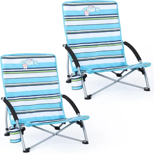 Vista 11 de Old Bahama Bay Paquete de 2 sillas de playa bajas, resistente capacidad de 350 libras, silla de arena plegable ligera con malla transpirable