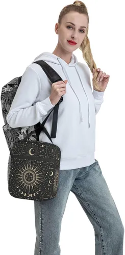 Vista 8 de Sun and Moon Mystic Goth Witchy Fiambrera reutilizable con aislamiento, bolsa de almuerzo térmica para niños, niñas, escuela, hombres, mujeres
