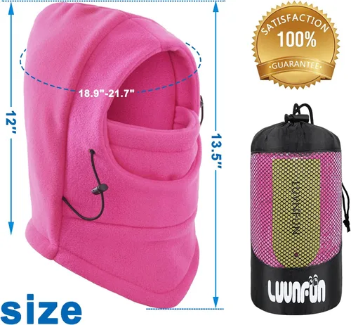 Vista 6 de LUVNFUN Pasamontañas de esquí de doble capa de forro polar para niños y niñas