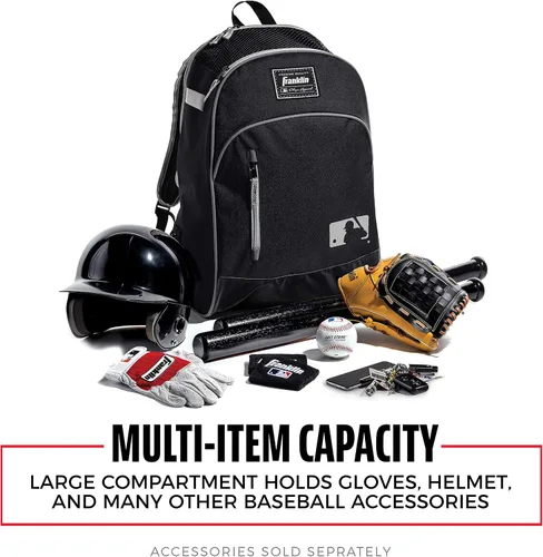 Vista 3 de Franklin Sports Bolsa Batpack de Béisbol MLB para Niños - Mochila de Béisbol Juvenil, Softbol + Teeball - Bolsa de Equipo Deportivo para Niños +