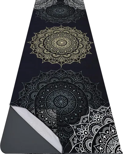 Vista 20 de Toalla para esterilla de yoga con bolsillos en las esquinas, toallas de yoga de microfibra para yoga caliente, antideslizantes, absorben la humedad