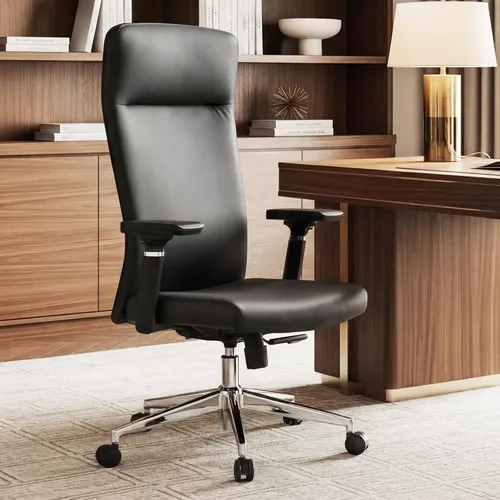 Vista 8 de EUREKA ERGONOMIC Eris - Silla de escritorio de cuero con respaldo alto, silla ejecutiva para computadora con reposabrazos ajustables 4D