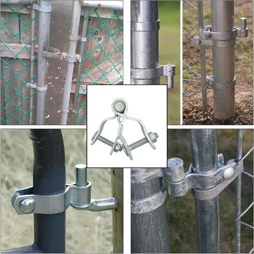Vista 6 de Bisagra de poste de puerta de valla de enlace de cadena de 1-3/8 pulgadas, cerca galvanizada, 4 piezas para marcos de panel de tubería de 1.2