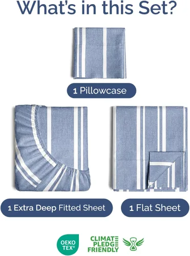 Vista 278 de Extra Deep Twin XL Sheet Set - 3 Piece College Dorm Room - White 01-Blanco