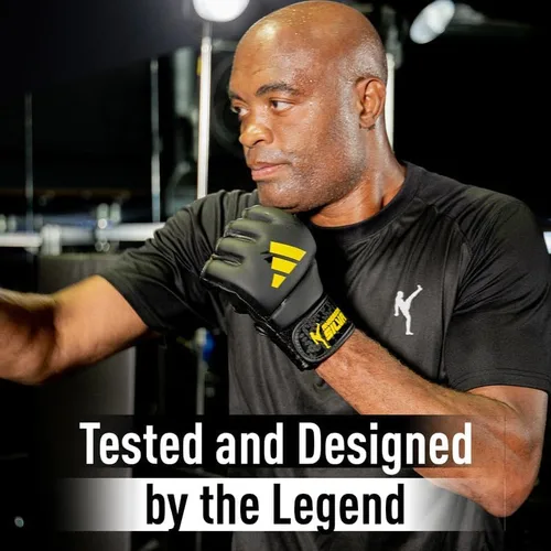 Vista 3 de Adidas x Anderson Silva - Guantes de entrenamiento y agarre para uso diario, estilo de lucha de MMA, carcasa exterior de poliuretano, probado