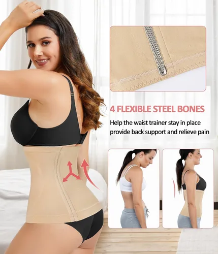 Vista 5 de AOSBOEI Faja de entrenamiento de cintura para mujer, faja deportiva con control de abdomen, cinturón de recuperación posparto