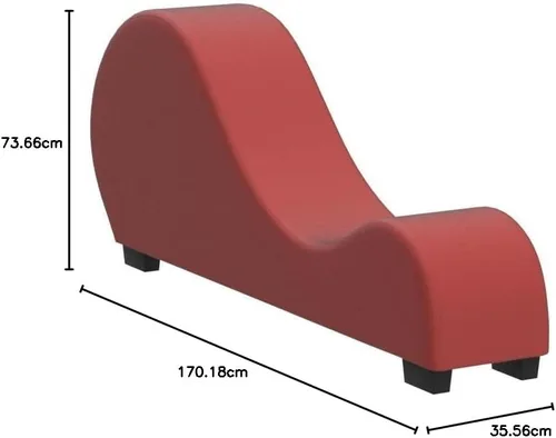 Vista 4 de US Pride Furniture NN Modern - Tumbona curvada de piel sintética elástica para sala de estar, regular, color rojo escarlata profundo