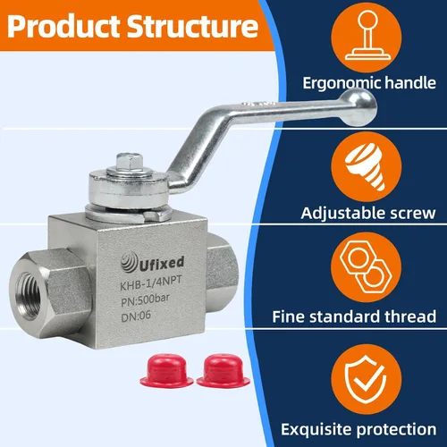 Vista 4 de 1/4" válvula de bola hidráulica de alta presión - 7250 Psi, 1/4" NPT DN10 válvula de bola con la manija