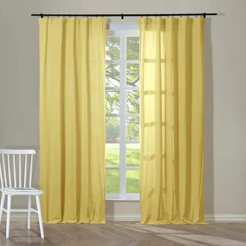 Vista 9 de ChadMade Cortina larga con filtro de luz de pato 100 % algodón, 50 x 63 pulgadas, panel de cortina sólido sin forro, bolsillo para barra
