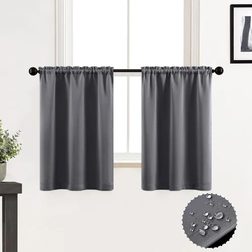 Vista 32 de XTMYI Cortinas pequeñas para ventana de sótano, cenefas opacas para oscurecer la habitación para sala de estar, juego de 2 unidades, beige natural