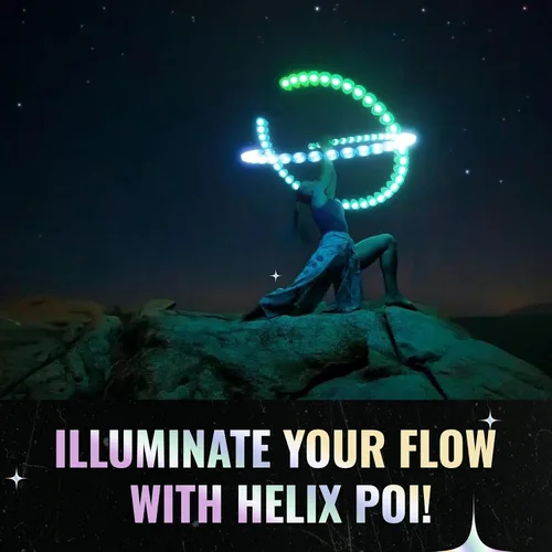 Vista 2 de ultrapoi Helix Poi Set Poi LED para Raves y conciertos LED Glow Enfermos Glow sticks with soft silicone handles, adjustable leashes, 70+