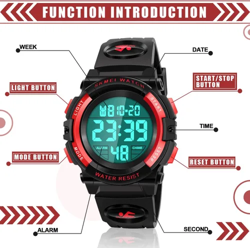 Vista 2 de Reloj impermeable multifuncional LED para niños - Regalos para niños
