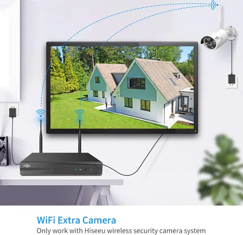 Vista 2 de Hiseeu Cámara de seguridad inalámbrica para exteriores de 3 MP, lente impermeable para interiores y exteriores, lente de 0.142 in, visión diurna