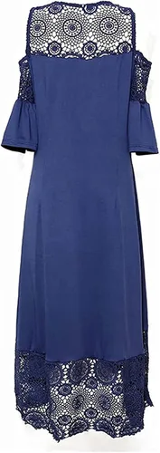 Vista 6 de MOBCTG Vestidos de talla grande para mujer, vestido de encaje con costuras de encaje con volantes, manga corta, sin tirantes, vestido de tubo