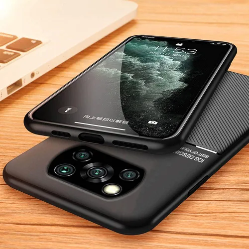Vista 3 de Kepuch Mowen Funda Cubierta De Parachoques Placa De Metal Incorporada Para Xiaomi Poco X3/X3 NFC - Negro