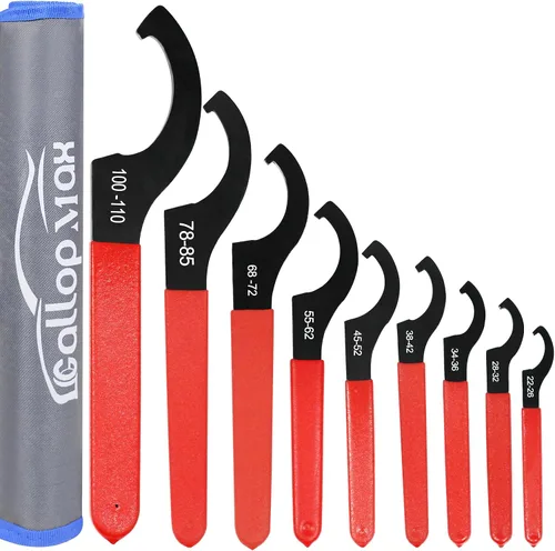 Vista 8 de Juego de herramientas de llave inglesa de ajuste coilover de 9 piezas para choque de motocicleta, color rojo Acero al carbono; fácil