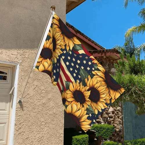Vista 5 de Bandera estadounidense en la pared impresa de doble cara de 3 x 5 pies, bandera de felicitación del día nacional para jardín, patio, casa