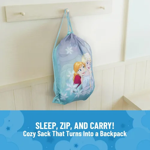 Vista 5 de Jay Franco Disney Frozen Sparkle Saco de Dormir - Saco de dormir/bolsa de dormir ligero para niños, acogedor y cálido, con Anna y Elsa