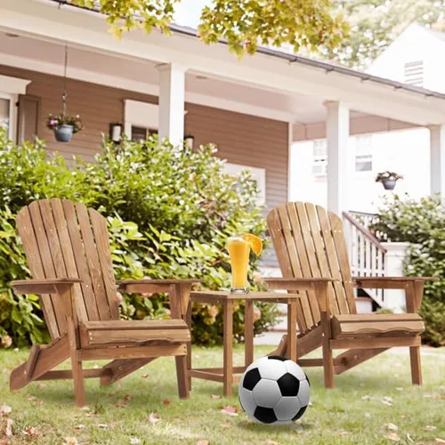 Vista 9 de Set of 2 Folding Wooden Adirondack Chairs – Solid Cedar Wood Outdoor Lounge Chairs with Embossed Grain, Foldable Garden Patio Seating with Wide