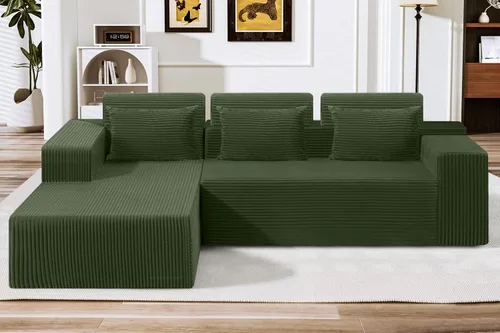 Vista 22 de HABUTWAY Sofá modular modular de 101 pulgadas con asiento profundo, moderno sofá convertible en forma de L, sofá tapizado con diván para sala
