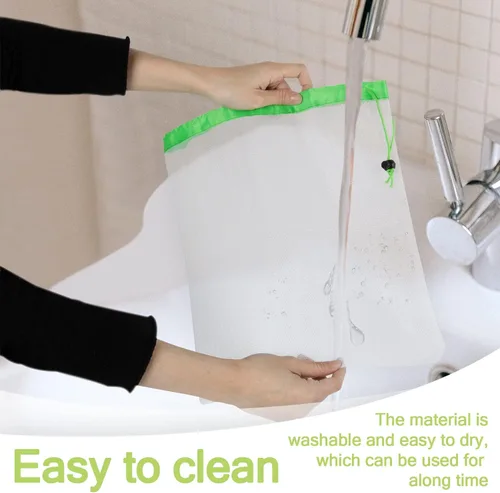 Vista 4 de MAQIHAN 6 bolsas reutilizables para productos – Bolsas de malla para productos con cordón, reutilizables, lavables, bolsas de almacenamiento