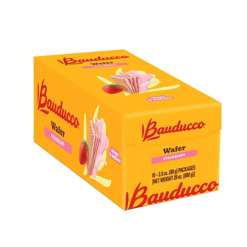 Vista 7 de Bauducco Galletas de oblea, chocolate y avellana, porción individual, 14.1 onzas (paquete de 10), obleas crujientes envueltas individualmente