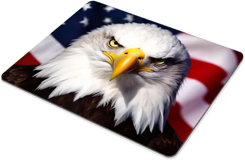 Vista 3 de Smooffly Alfombrilla de mouse de goma antideslizante con bandera de águila americana, alfombrilla de mouse rectangular para computadoras y portátiles
