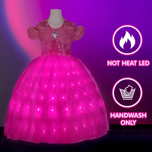 Vista 5 de UPORPOR Disfraz iluminado para niñas, vestido de princesa de Halloween, disfraz LED para adolescentes