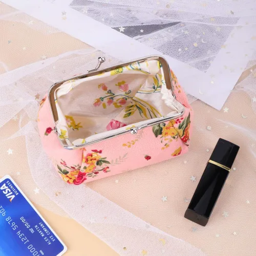 Vista 4 de Oyachic Monedero estampado vintage con hebilla y cierre de broche floral para mujeres y niñas