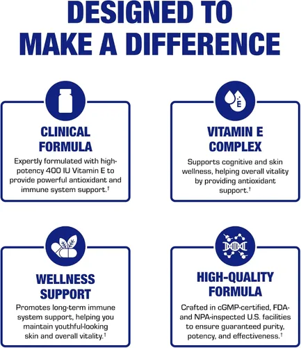 Vista 9 de Cápsulas blandas de vitamina E de 400 UI – Fórmula clínica Complejo de suplemento de vitamina E natural con tocoferol d-alfa y tocoferoles mixtos