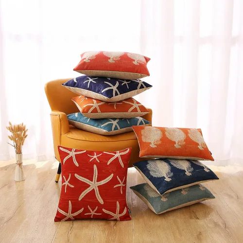 Vista 8 de TRENDIN Funda de almohada coral de 12 x 20 pulgadas, decoración náutica, retro, decoración del hogar, funda de cojín rectangular de lino para sofá