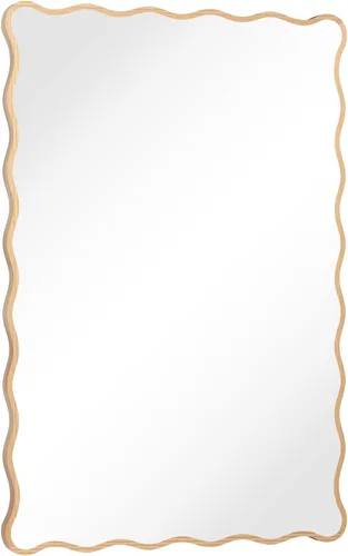 Vista 7 de Espejo ondulado de baño de 24 x 36 pulgadas, espejo festoneado rectangular para decoración de pared, tocador de baño, dormitorio, sala de estar
