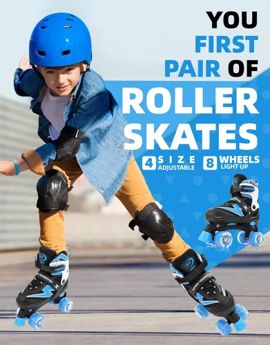 Vista 2 de SUPER YOUNGSTER Patines ajustables para niños, patines para niños de 5 a 8 años, patines para niñas de 8 a 12 años con ruedas iluminadas, patines