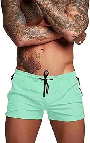 Vista 2 de Rexcyril Pantalones cortos de entrenamiento para hombre, de secado rápido, de 3 pulgadas, para correr, fisicoculturismo, con forro y bolsillos