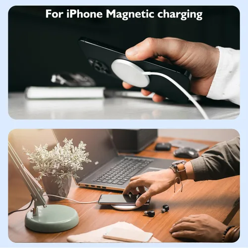 Vista 7 de Cargador magnético para iPhone 17 [certificado Apple MFi], almohadilla de carga inalámbrica USB C de 1.8 metros para iPhone 17 y bloque de carga