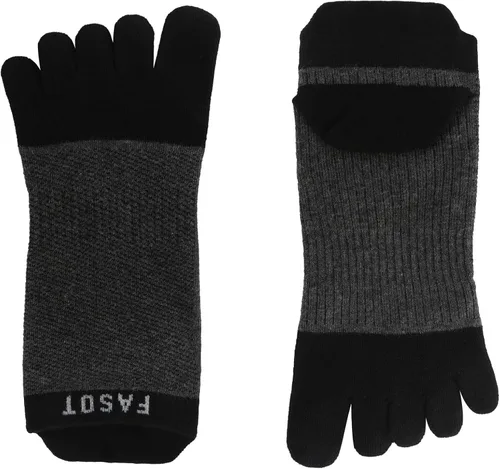 Vista 8 de Fasot Calcetines con dedos para hombre, corte bajo, deportivos, transpirables, de algodón, 5 dedos, punta dividida, paquete de 6 4 Negro