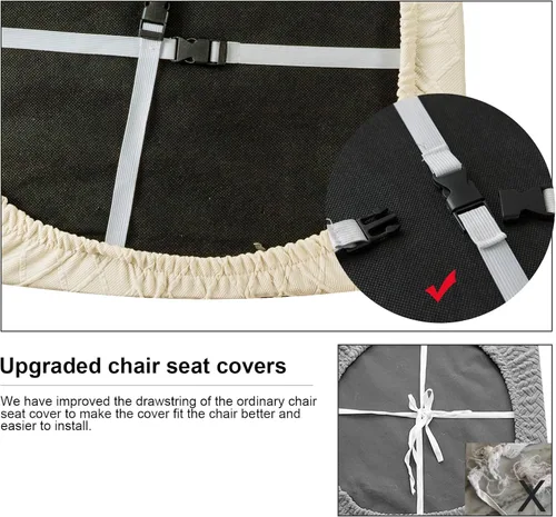 Vista 6 de Fundas de asiento impermeables para sillas de comedor, fundas para sillas de comedor y cocina (beige, 2 piezas) Jacquard Removable Machine