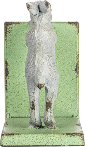 Vista 4 de Creative Co-Op Sujetalibros decorativos de metal fundido de 2 tonos, verde y gris, juego de 2