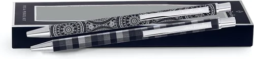 Vista 2 de Vera Bradley Juego de bolígrafo y lápiz de metal, bolígrafo de tinta negra, lápiz mecánico con punta de borrador, medallón bandana